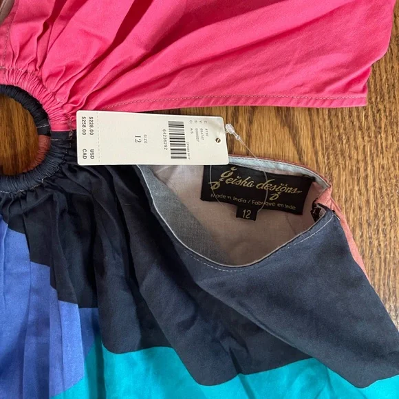 Anthropologie Geisha Design Colorblock Ring-Front Maxi Dress Pink, Blue and Teal - Picture 4 of 5